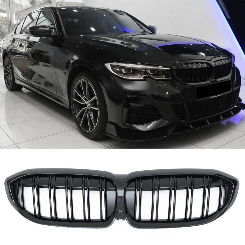 GCP PASST FÜR 3ER G20 G21 vor-LCI SPORT KÜHLERGRILL DOPPELSTEG GRILL GLANZ SCHWARZ von GCP