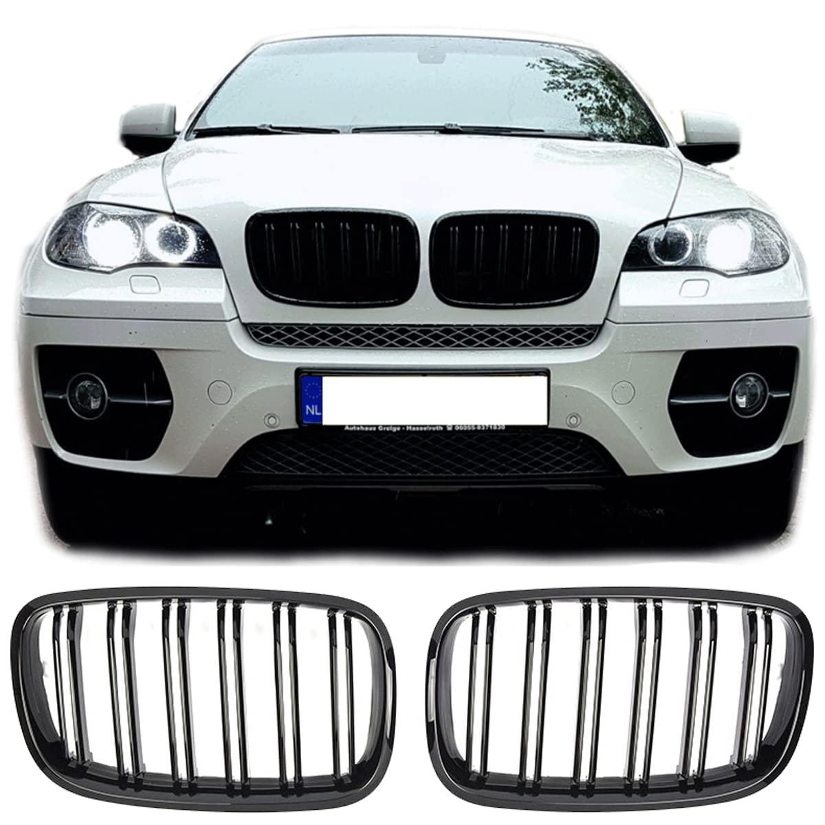 GCP PASST FÜR X5 X6 E70 E71 SPORT KÜHLERGRILL DOPPELSTEG GRILL GLANZ SCHWARZ von GCP