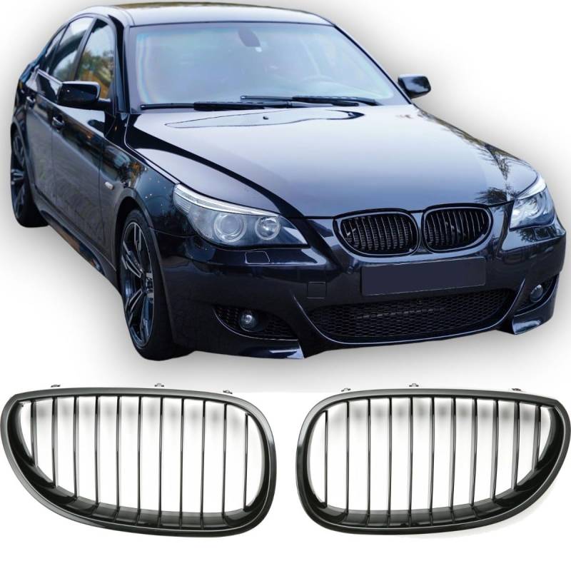 Kühlergrill passend für BMW 5er E60 und E61 Einzelsteg glänzend schwarz von GCP