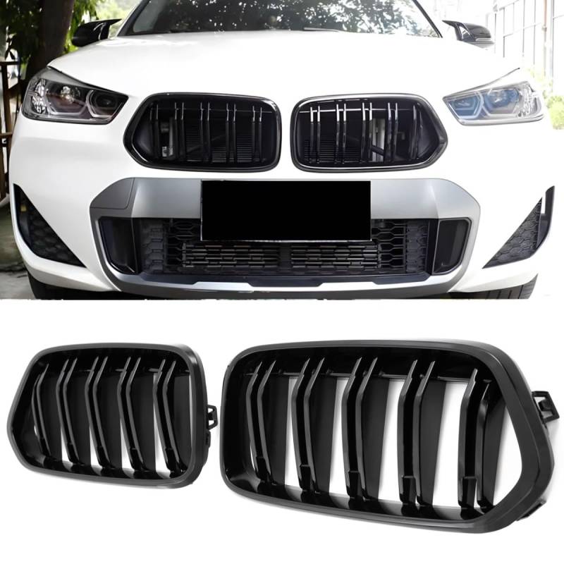 GCP PASST FÜR BMW X2 F39 SPORT KÜHLERGRILL DOPPELSTEG GRILL GLANZ SCHWARZ von GCP