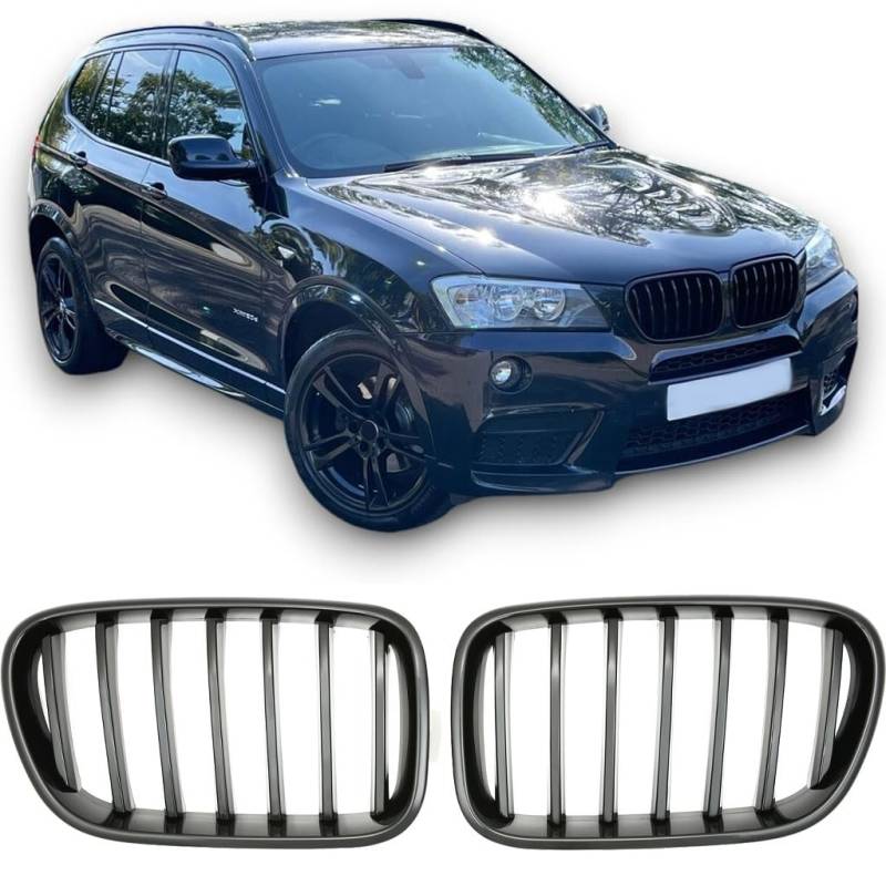PASST FÜR BMW X3 F25 vor-LCI 2010-2014 KÜHLERGRILL GLANZ SCHWARZ von GCP