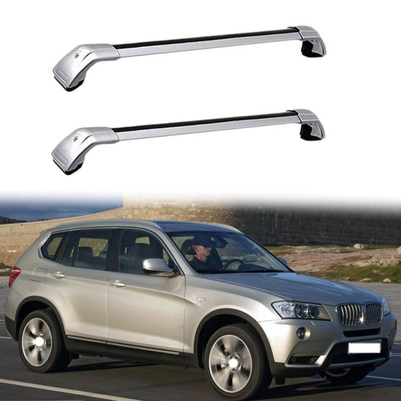 2 Stück Aluminium Dachträger Relingträger,Dachgepäckträger Alu Relingträger für BMW X3 F25 2011-2017,B von GCTRICL