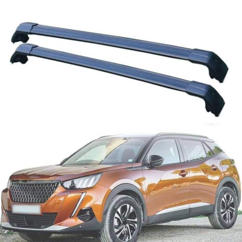 2 Stück Aluminium Dachträger Relingträger,Dachgepäckträger Alu Relingträger für Peugeot 2008 SUV 2020-2023,B von GCTRICL