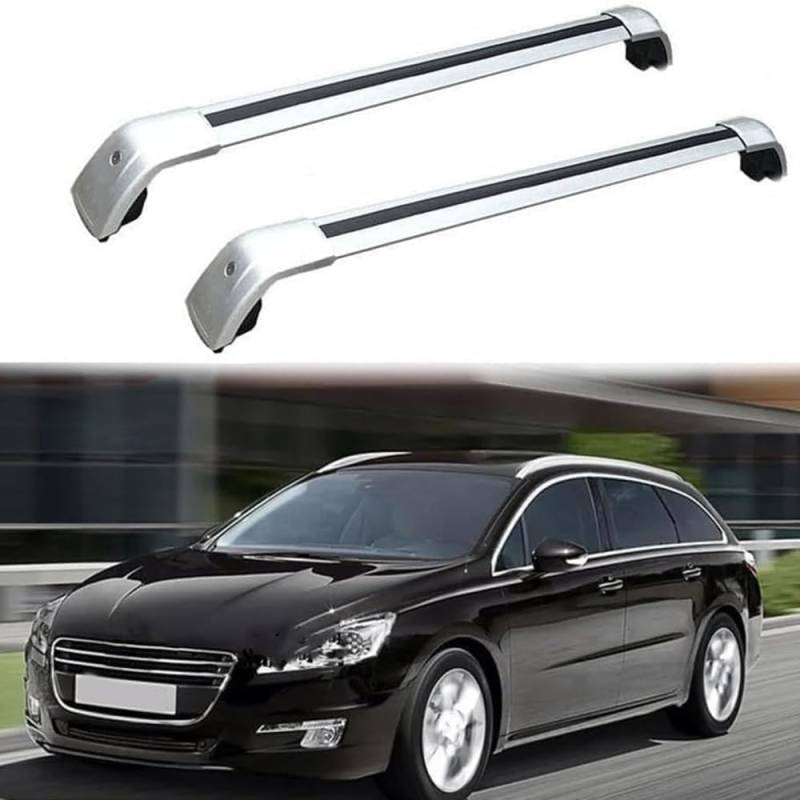 2 Stück Aluminium Dachträger Relingträger,Dachgepäckträger Alu Relingträger für Peugeot 508 SW 5-dr Estate 2011-2018,B von GCTRICL