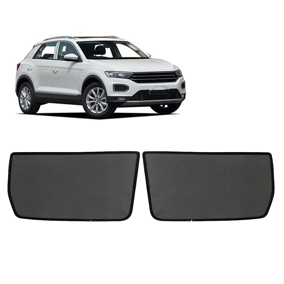 Sonnenschutz Auto Vorhang Für Baby Kinder Haustiere Sonnenblende Für T-ROC 2017-2022 UV Schutz Magnetisch Sonnenschutz Für Autofenster Seitenscheibe Schwarz,Rear-window-2PCS von GCcv