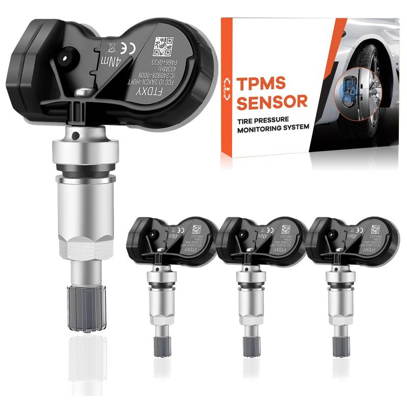 GEAREVER Reifendrucksensor Multiprotokoll TPMS Sensor RDKS Passend für Ford Focus F-150 Explorer Mustang Kuga für fast alle Modelle EV6T1A180DB EV6T1A180CB EV6T1A150CB, 4 Stück von GEAREVER