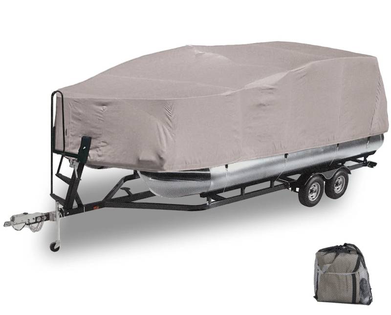 GEARFLAG Ponton-Boot-Abdeckung, 600D, strapazierfähig, wasserdicht, Marinequalität, UV-beständig, passend für Pontonboote, verstärkte, verstellbare Seitengurte (53,3-61 cm lang, 600 D, Balkenbreite von GEARFLAG