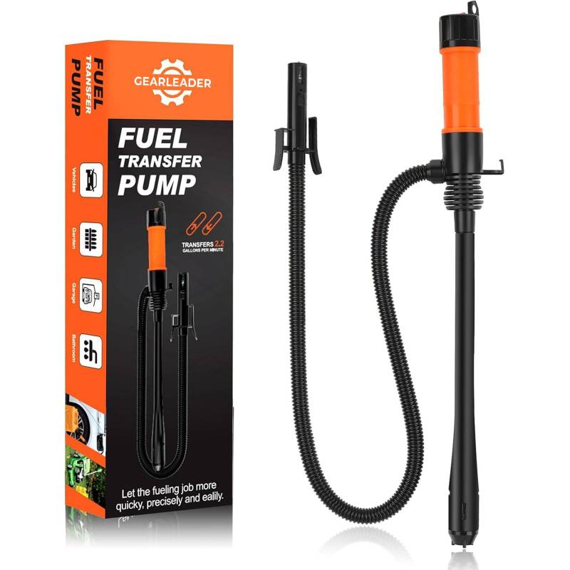GEARLEADER Tragbare Batterie-Kraftstoffpumpe mit automatischem Stopp-Sensor, Batterie-Transferpumpen bis zu 2,6 Gallonen, Flüssigkeits-Wasser-Kraftstoff-Transferpumpe für Benzin, Diesel, Öl, von GEARLEADER