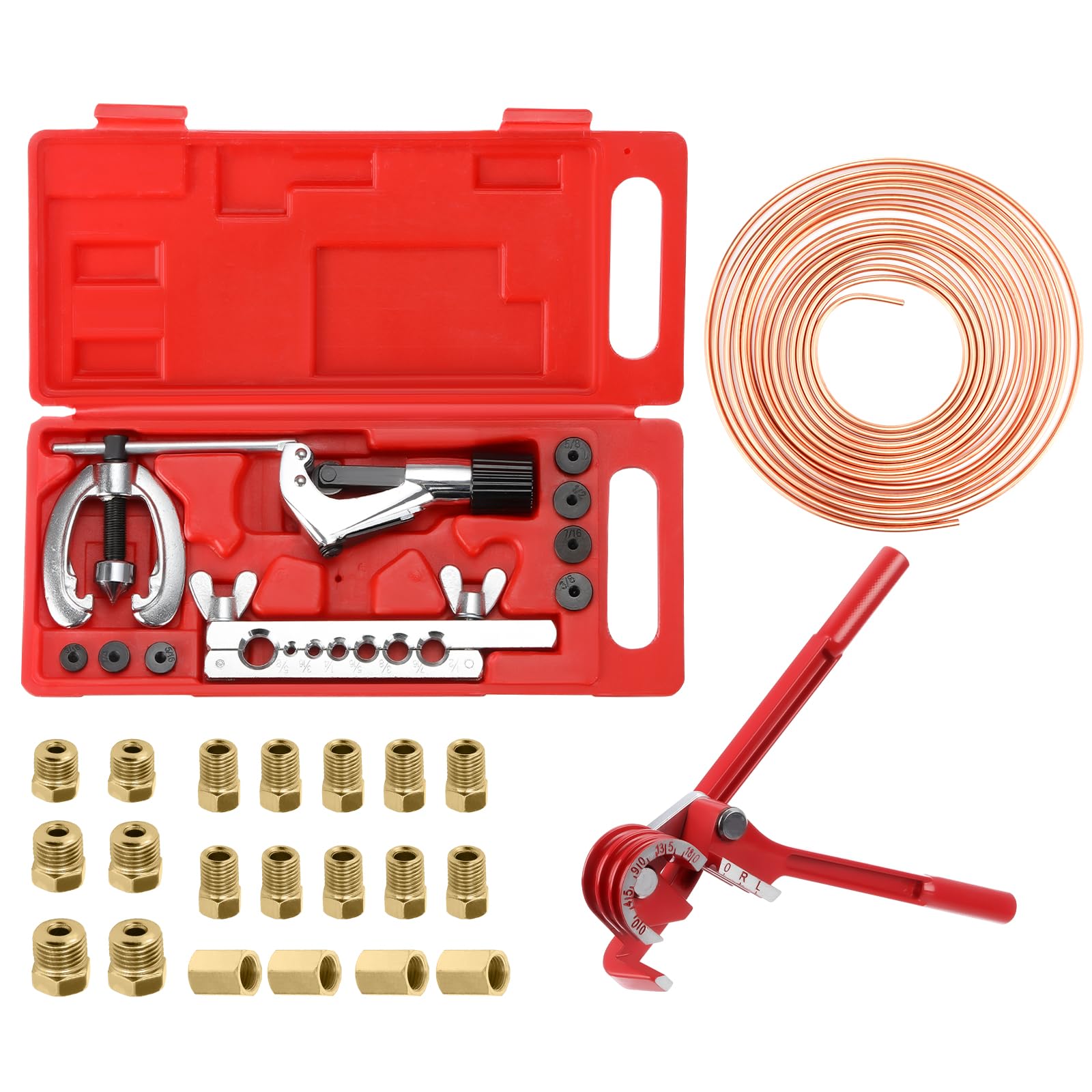 GEARMONSTER Bremsleitung Bördelgerät, 7,62m Ø 4,75mm Bremsleitung mit 16 Verschraubungen+ 4 Verbinder, Doppelt und Einfach Bördelgerät für Bremsleitung, inkl. Biegezange GEARMONSTER Bremsleitung Bördelgerät, 7,62m Ø 4,75mm Bremsleitung mit 16 Verschraubungen+ 4 Verbinder, Doppelt und Einfach Bördelgerät für Bremsleitung, inkl. Biegezange von GEARMONSTER