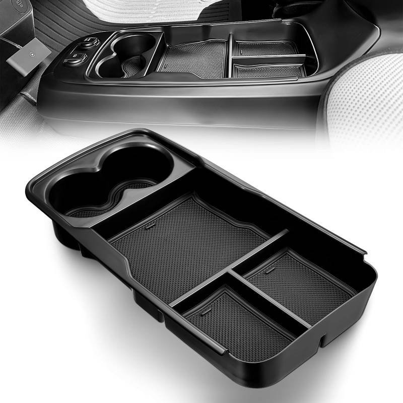 GEARMONSTER Mittelkonsole Aufbewahrungsbox, Armlehne Organizer Tray Handschuhfach Unten die Mittelkonsole Kompatibel mit Kia EV6 2021-2024, Auto Zubehör, Schwarz von GEARMONSTER