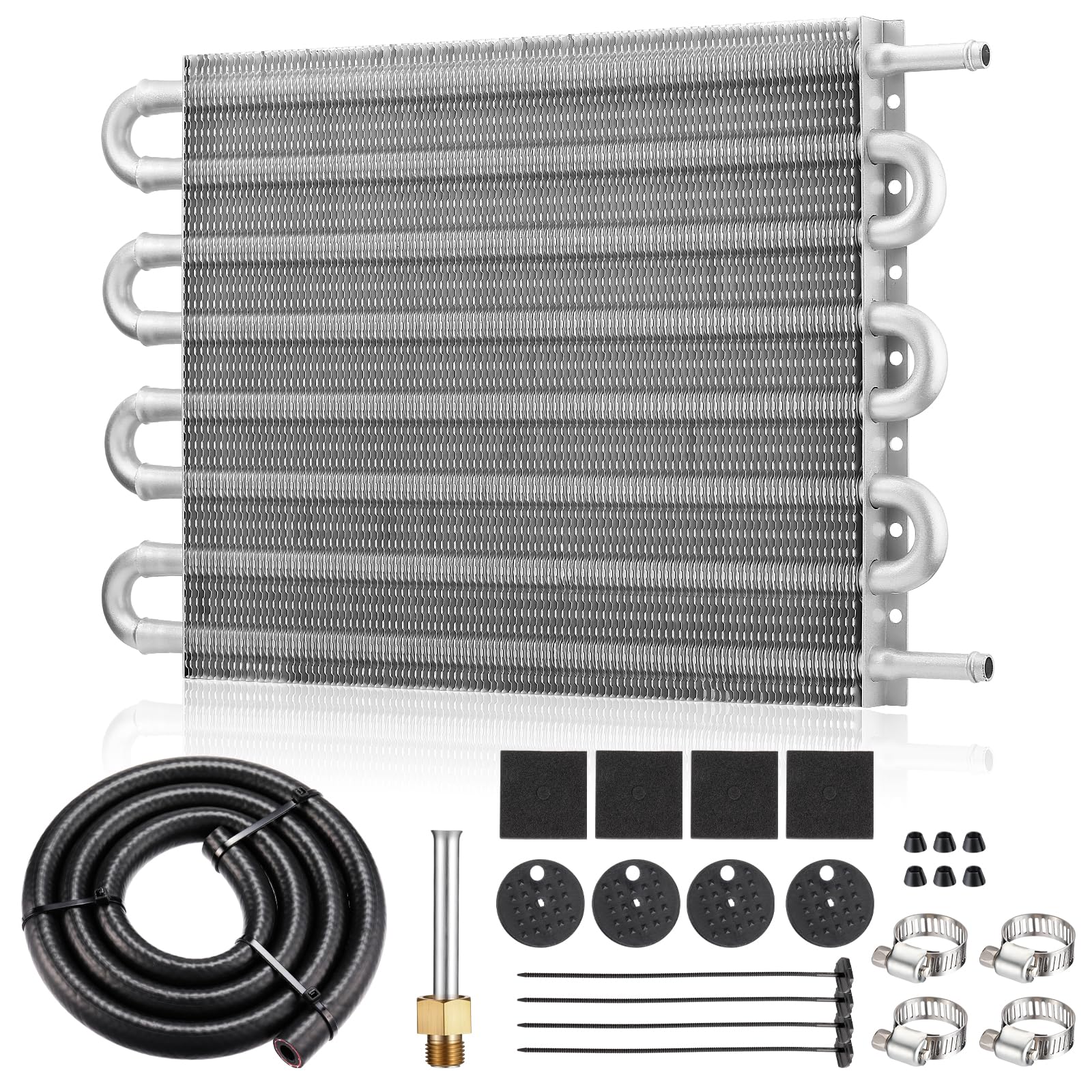 GEARMONSTER Transmission-Kühler, Getriebeölkühler Kit, 8 Reihen Ferngetriebe Ölkühler Kit, Aluminium Ölkühler Kühler Universal Motor Getriebeölkühler, Silber GEARMONSTER Transmission-Kühler, Getriebeölkühler Kit, 8 Reihen Ferngetriebe Ölkühler Kit, Aluminium Ölkühler Kühler Universal Motor Getriebeölkühler, Silber von GEARMONSTER