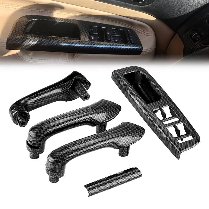 GEARMONSTER Türgriff Blenden Innen 5er Türgriffabdeckung Fensterheber abdeckung Kompatibel mit VW Golf 4 Jetta MK4 Bora 1998-2004 3B0867172, Carbon-Stil von GEARMONSTER