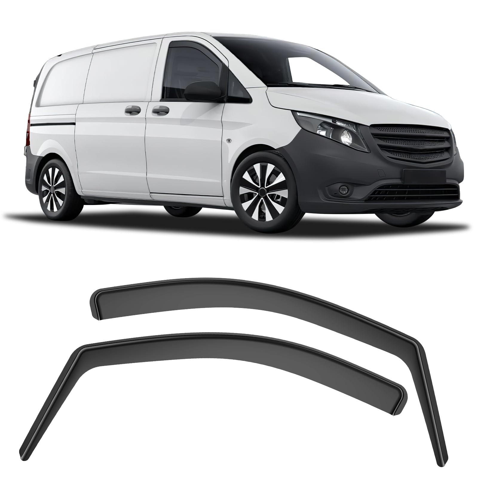 GEARMONSTER Windabweiser kompatibel mit Mercedes Vito 2016-2023 Autofenster Regenschutz Regenabweiser Integrierte Deflektoren Integrierter Windabweiser, 2 Stück, Schwarz GEARMONSTER Windabweiser kompatibel mit Mercedes Vito 2016-2023 Autofenster Regenschutz Regenabweiser Integrierte Deflektoren Integrierter Windabweiser, 2 Stück, Schwarz von GEARMONSTER