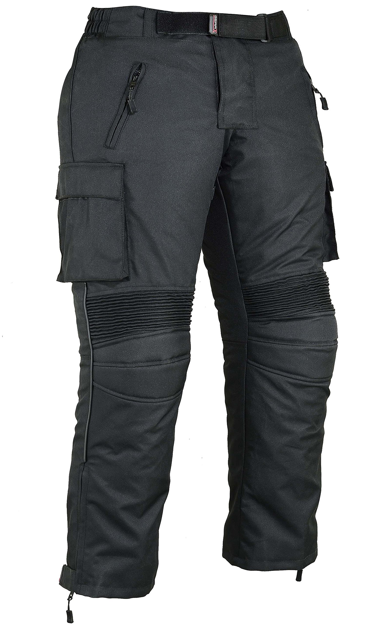 GEARX Herren Fracht Motorrad Schützend Hosen Wasserfest - Schwarz, W42 L30 von GEARX