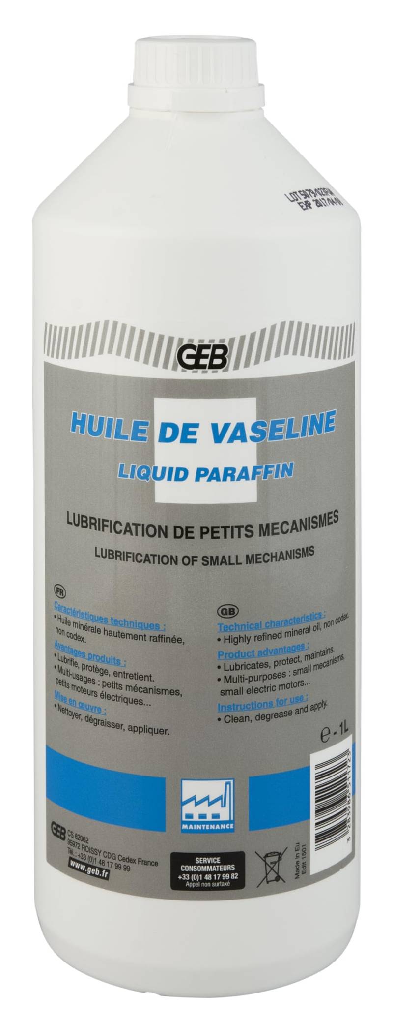 GEB Vaseline-Öl, Kanister, 1 l, Einheitsgröße von GEB