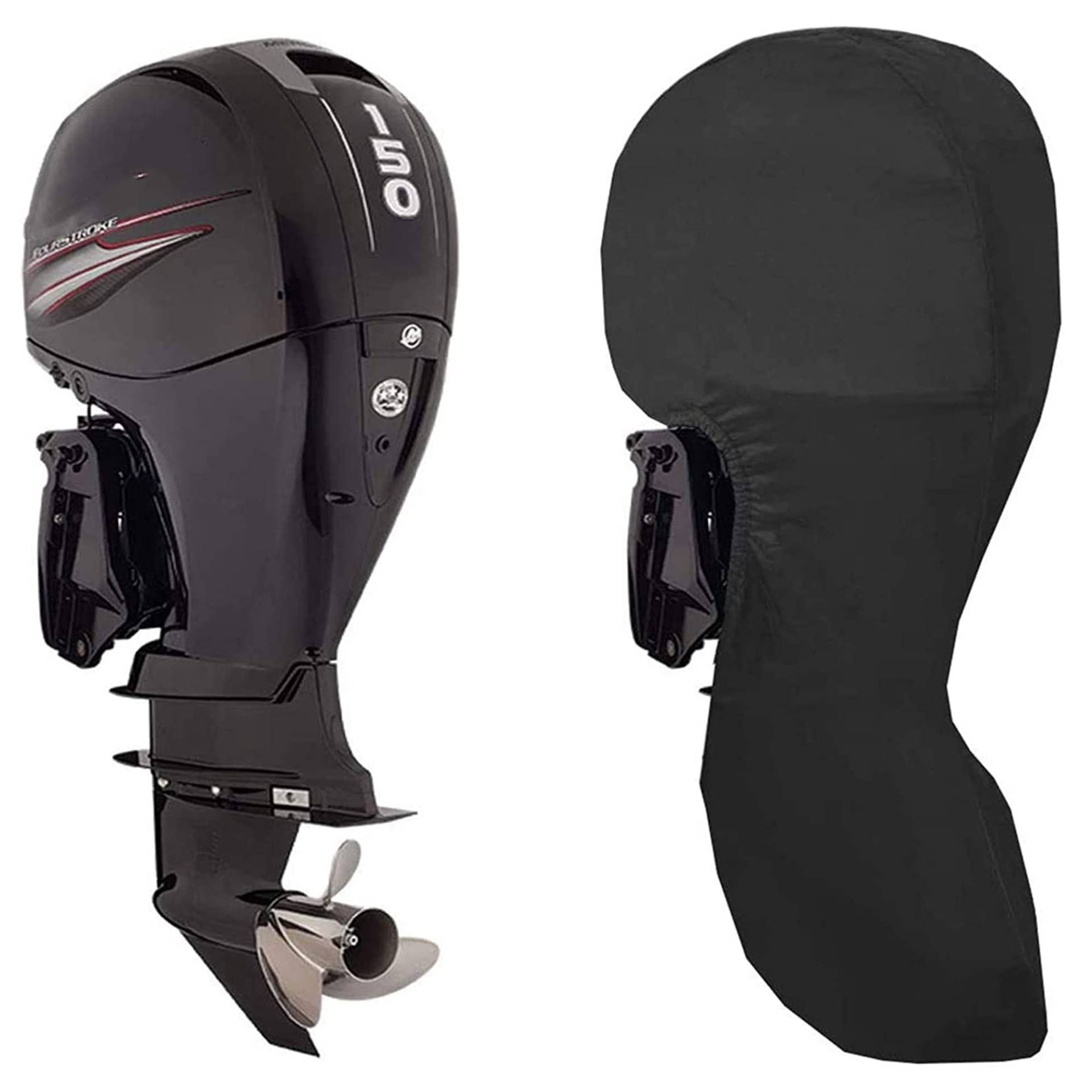 GEBIN Motorabdeckung, volle Außenbordmotorabdeckung, 420D Oxford wasserdichte Boot-Motorabdeckung Für Boote Außenborder Motorschutz (Fits 60-90 HP) von GEBIN