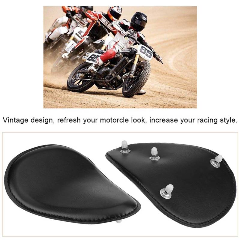 Motorradsitz, 31x25 Cm Motorrad Schwarz Leder Solositz Sitzhalterung Motorrad -Solo -Sitz mit Halterungshalterung für Chopper Bobber Custom von GEERYZHE