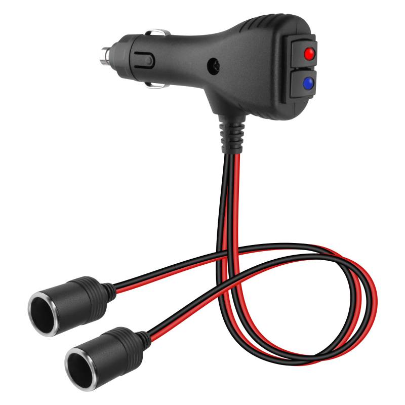 GELRHONR 12V Zigarettenanzünder Verteiler mit schalter,1 Stecker auf 2 Steckdose Auto Zigarettenanzünder Splitter 15A,30CM fü GPS, Ihre Dashcam,Autokühlschrank von GELRHONR
