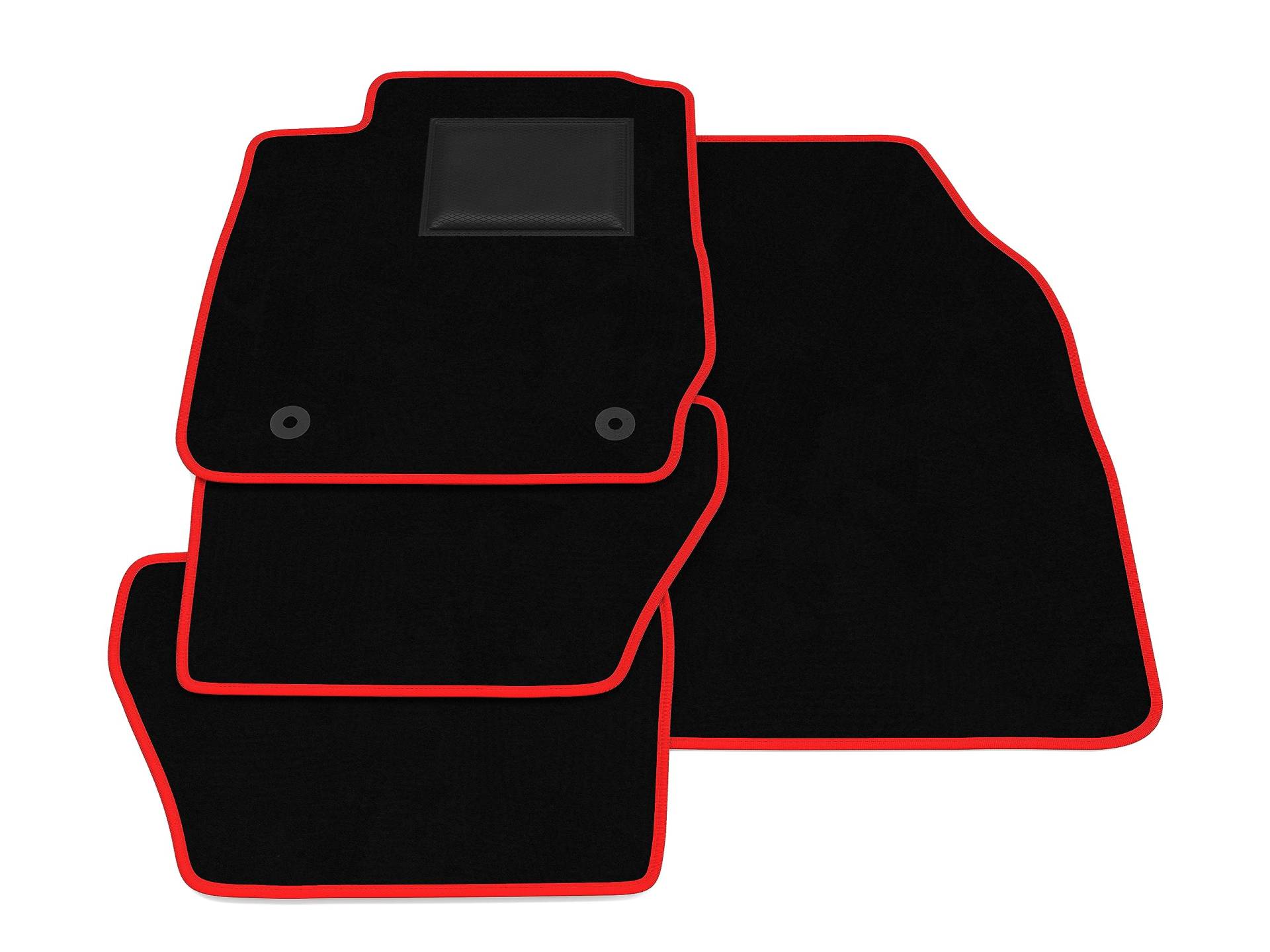 Fußmatten kompatibel mit Ford Fiesta 2013-2017, roter Rand, benutzerdefinierte Autofußmatten-Kit, Samtteppich-Set, Autoteppich von GENERISCH