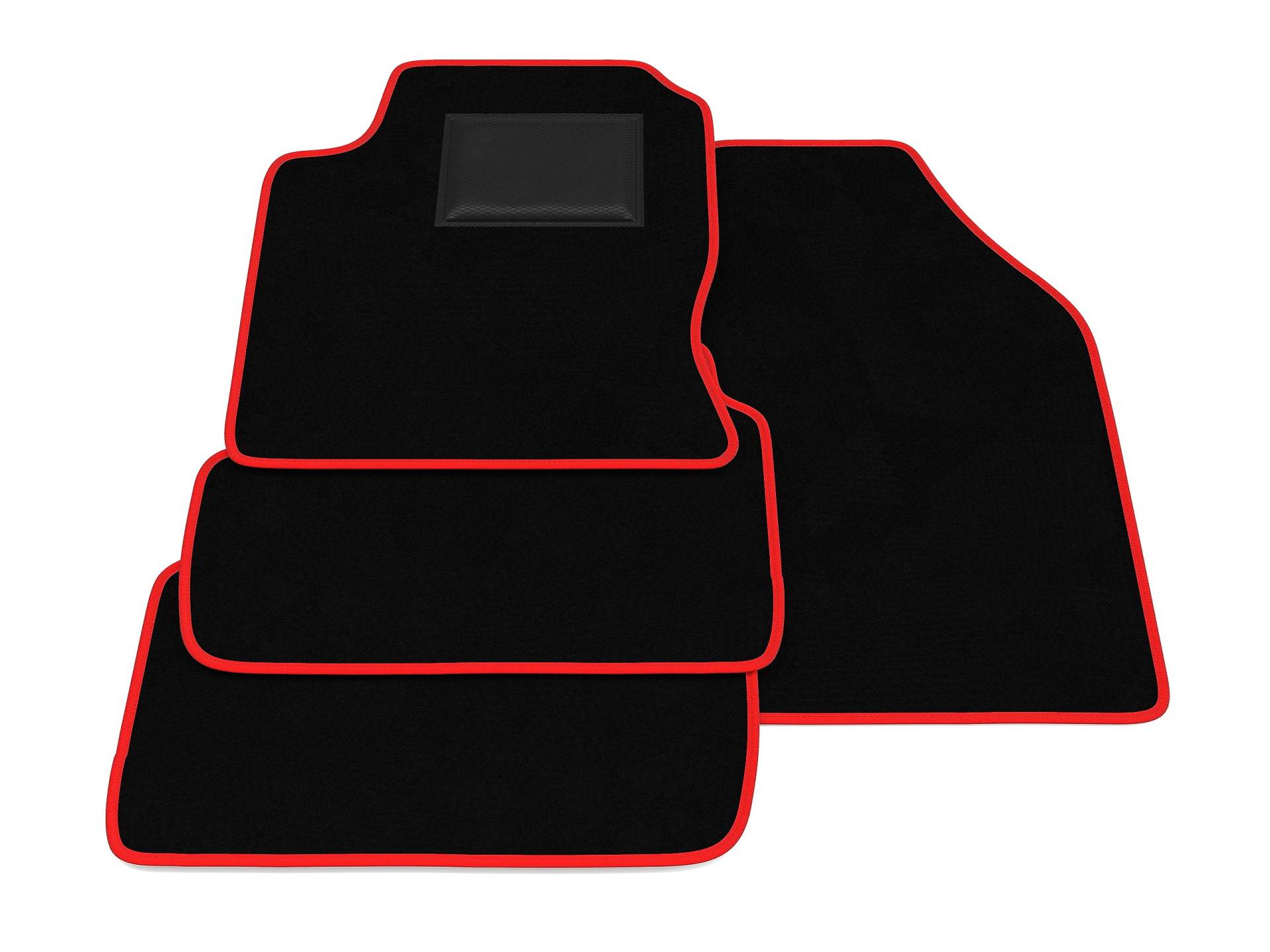 Fußmatten kompatibel mit Ford Focus 2001-2004, rote Umrandung, Autofußmatten-Kit, Samtteppich-Set, Autoteppich von GENERISCH