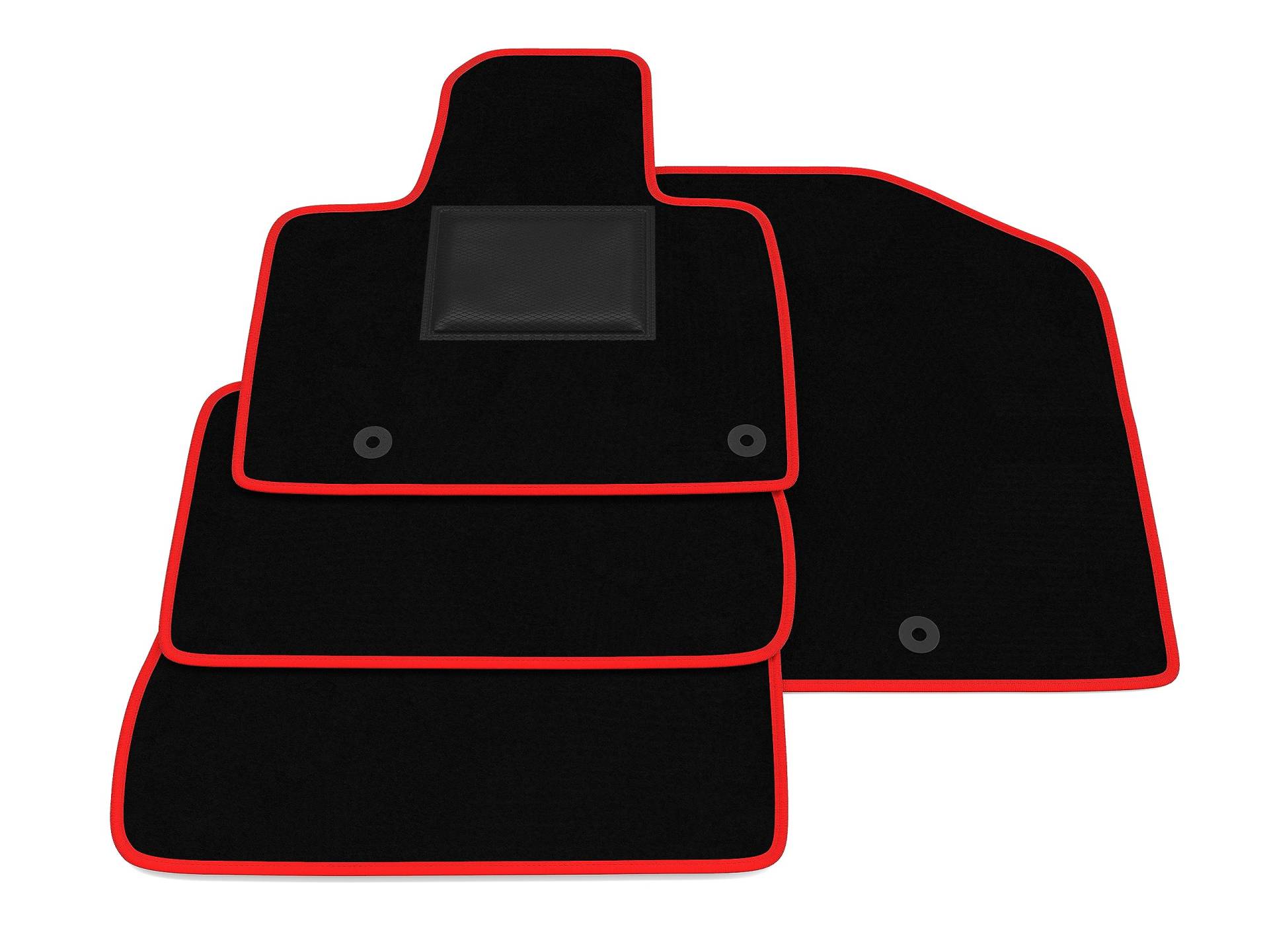 Fußmatten kompatibel mit Hyundai Santa Fé - 5-Sitzer Hybrid 2020-2022, roter Rand, Auto-Fußmatten-Kit, Samtteppich-Set, Autoteppich von GENERISCH