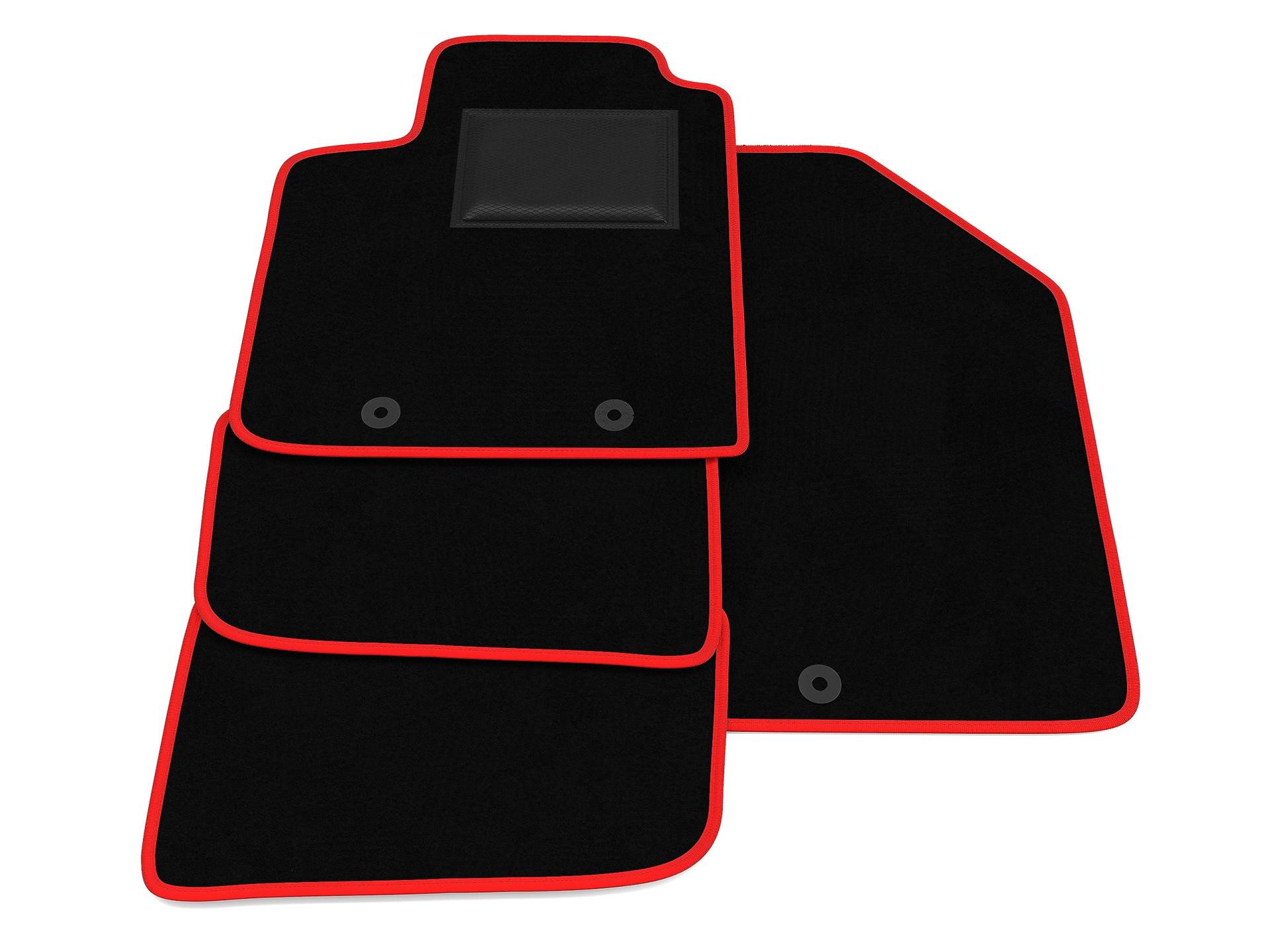 Fußmatten kompatibel mit Hyundai i10 2017-2020, rote Umrandung, benutzerdefinierte Autofußmatten-Kit, Samtteppich-Set, Autoteppich von GENERISCH