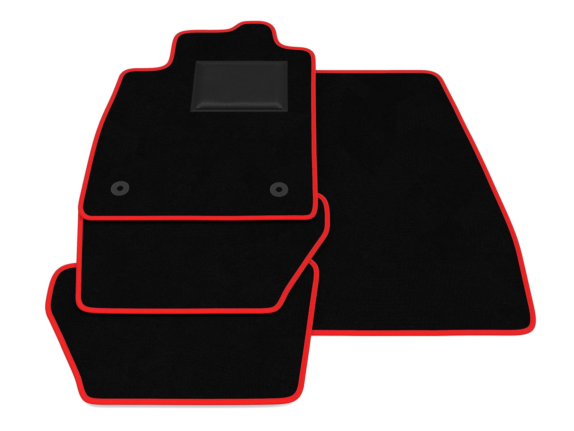 Samtfußmatten kompatibel mit Ford Fiesta 2017-2022, roter Rand, benutzerdefinierte Autofußmatten-Kit, Samtteppich-Set, Autoteppich von GENERISCH