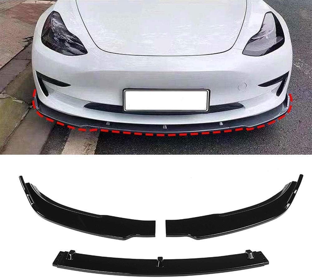 Auto Frontlippe Frontspoiler für Tesla modèle 3 2016-2019,Auto Frontstoßstange Splitter Lip Spoiler Lippensplitter,A/Black von GENMAIBIGAO
