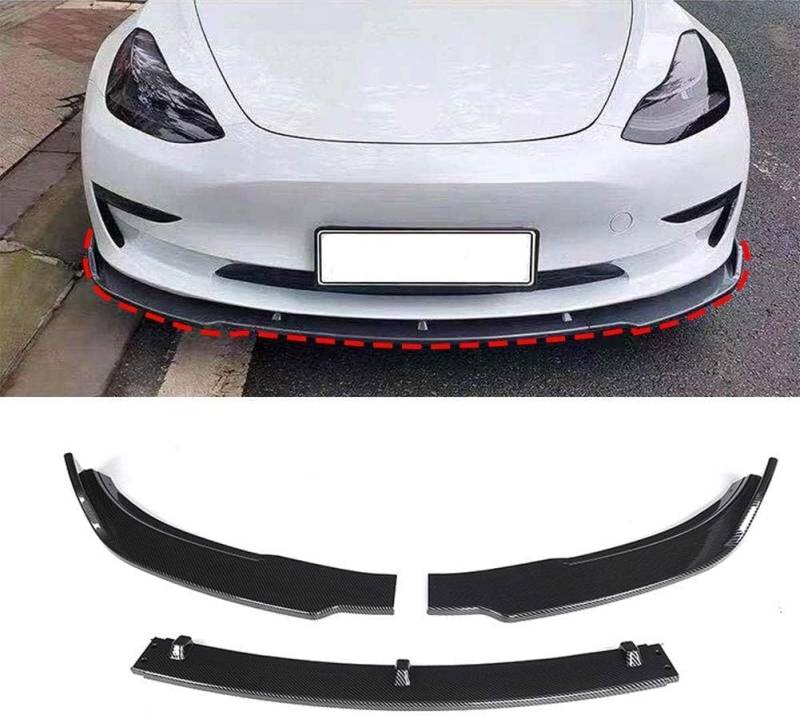 Auto Frontlippe Frontspoiler für Tesla modèle 3 2016-2019,Auto Frontstoßstange Splitter Lip Spoiler Lippensplitter,A/Carbon Fiber von GENMAIBIGAO
