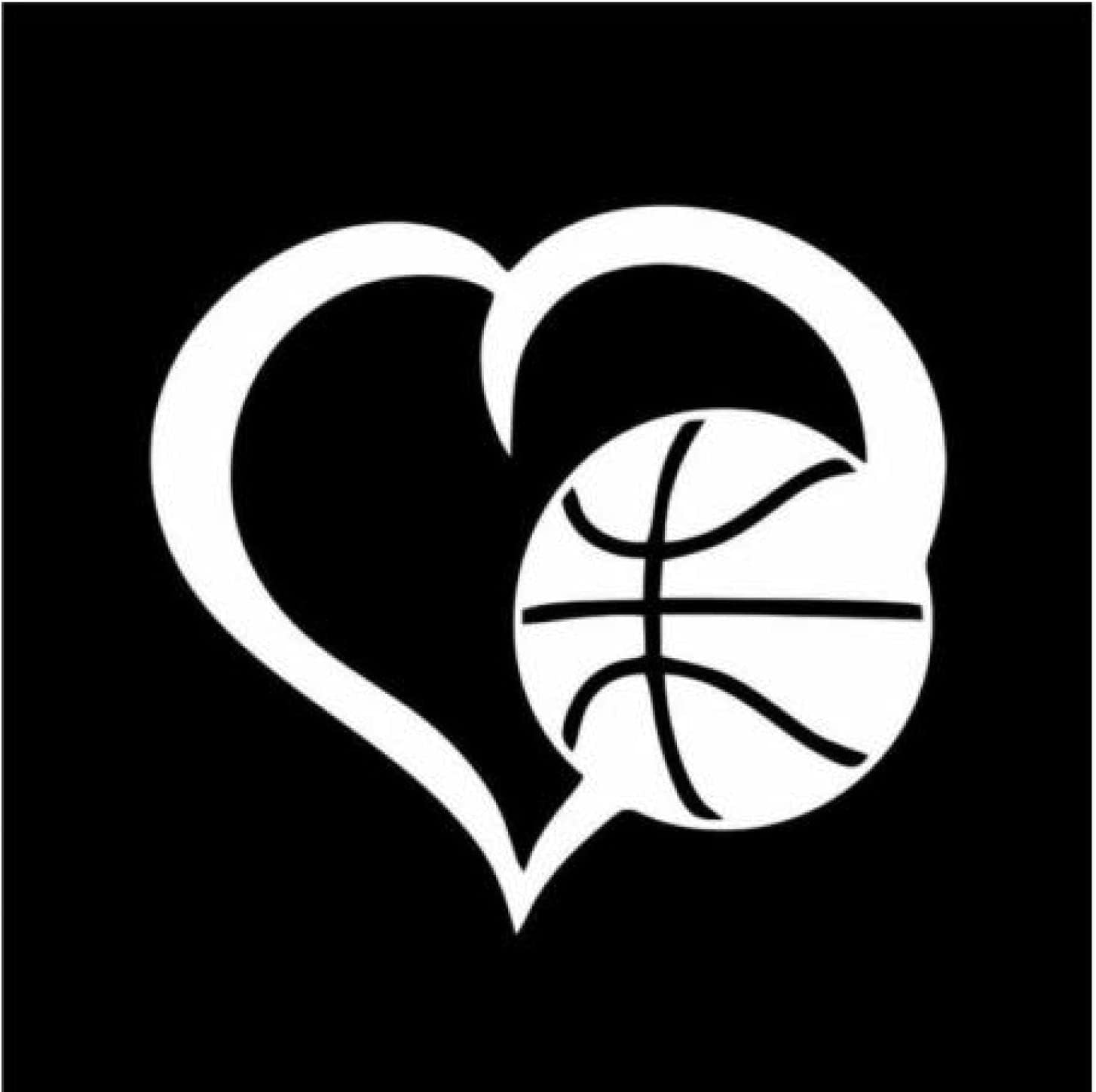 GENMIP Autoaufkleber Und Abziehbilder, 13,3 cm X 12,1 cm, „Ich Liebe Basketball, Fußball, Herz, Vinyl-Aufkleber, Autoaufkleber, Schwarz/Silber“ (2 Stück) von GENMIP