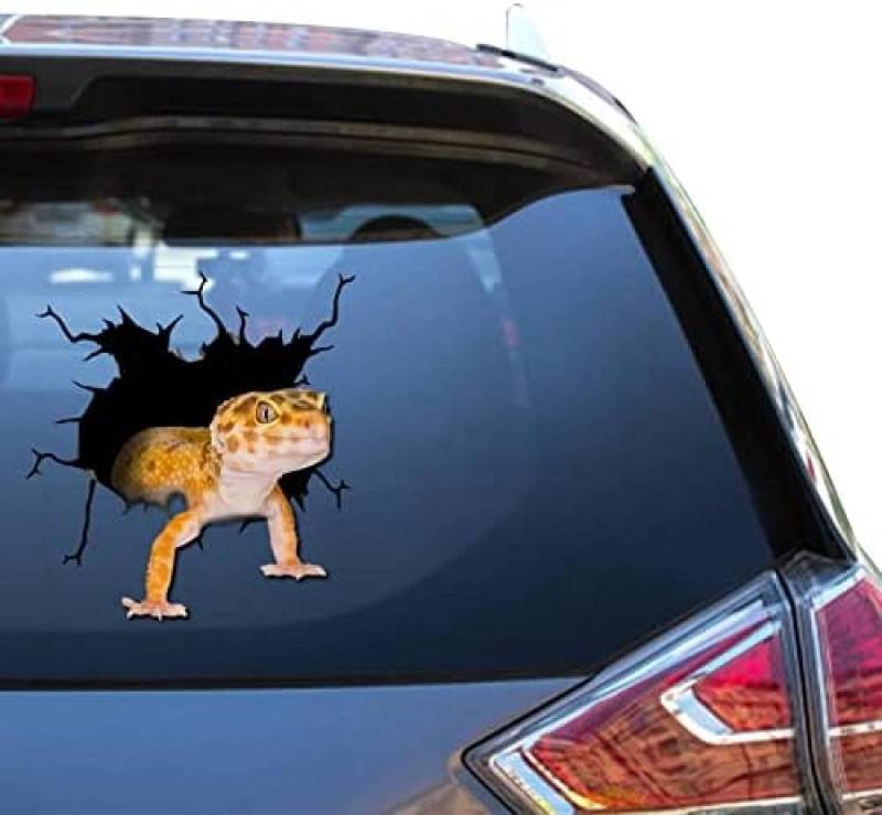 GENMIP Leopardgecko-Autoaufkleber, Leopardgecko-Aufkleber, Aufkleberpaket, Tieraufkleber, Vinyl-Fensteraufkleber, Tier-Badezimmeraufkleber Für Mütter, Lustige 3D-Van-Aufkleber von GENMIP