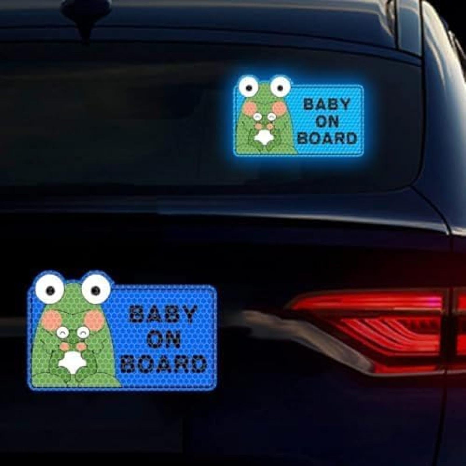 GENMIP Lustiges Baby An Bord des Autokrits Frosch Baby Im Auto Aufkleber Reflexion Vinyl Aufkleber Für Autos Fenster Stoßfänger 9,84 * 6,21 Zoll Baby Sicherheitswarnschild Aufkleber (Himmelblau) von GENMIP