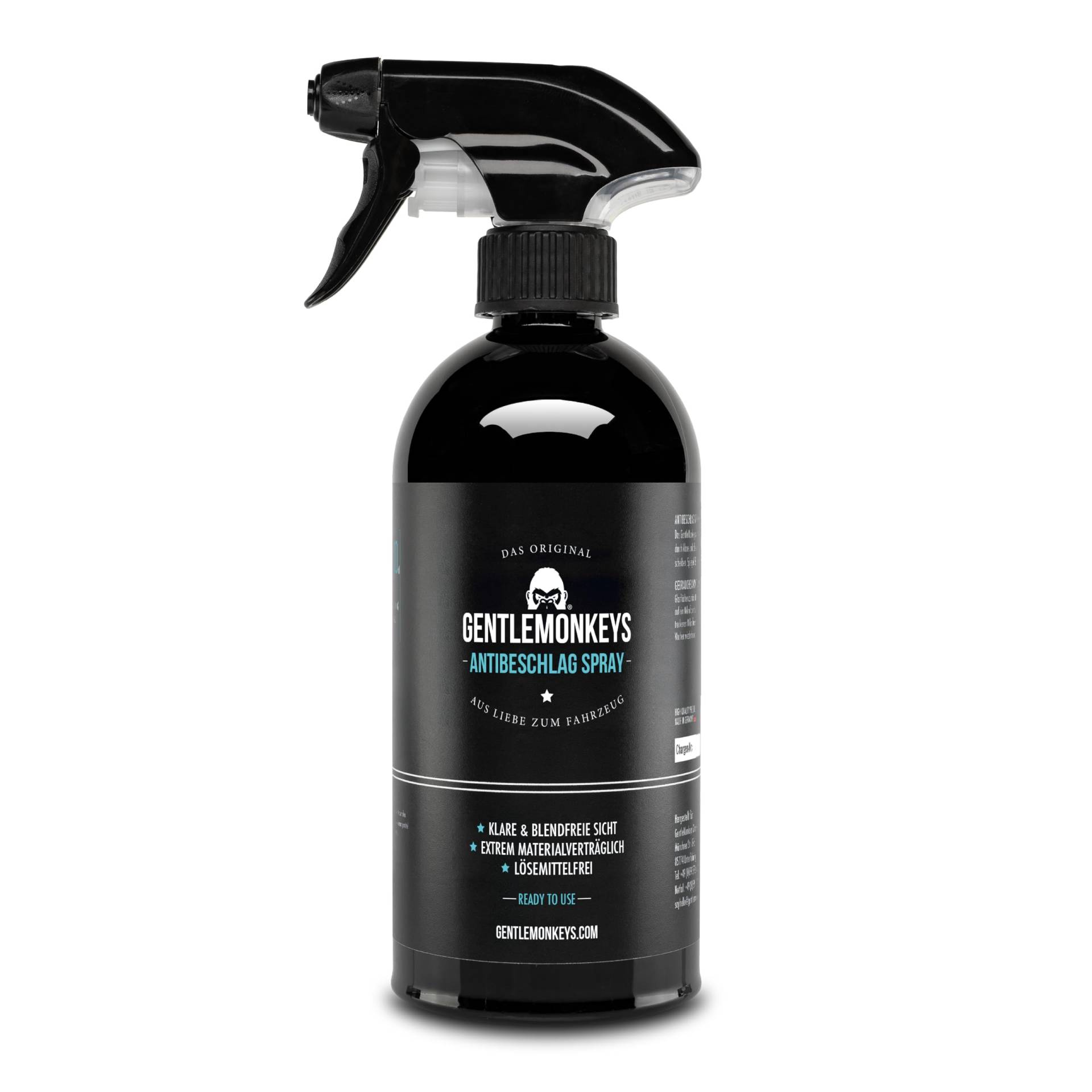 GENTLEMONKEYS Antibeschlag-Spray (500ml) • Antibeschlagspray für Autoscheiben, Glas- & Kunststoffscheiben, Brillen und mehr • Für langanhaltenden Beschlagschutz • Antibeschlagspray Auto von GENTLEMONKEYS