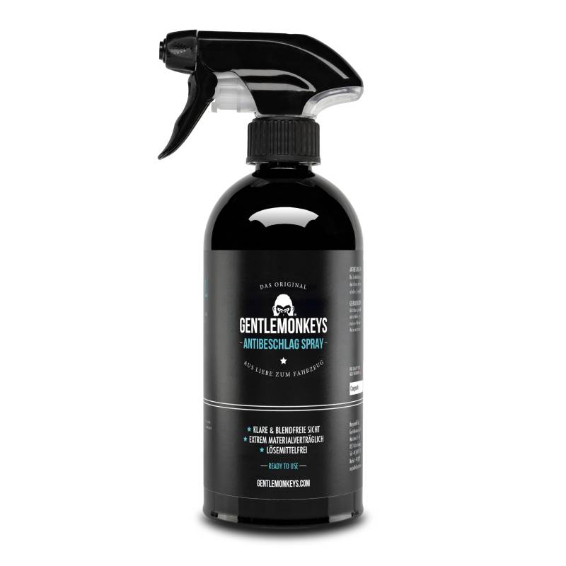 GENTLEMONKEYS Antibeschlag-Spray (500ml) • Antibeschlagspray für Autoscheiben, Glas- & Kunststoffscheiben, Brillen und mehr • Für langanhaltenden Beschlagschutz • Antibeschlagspray Auto von GENTLEMONKEYS