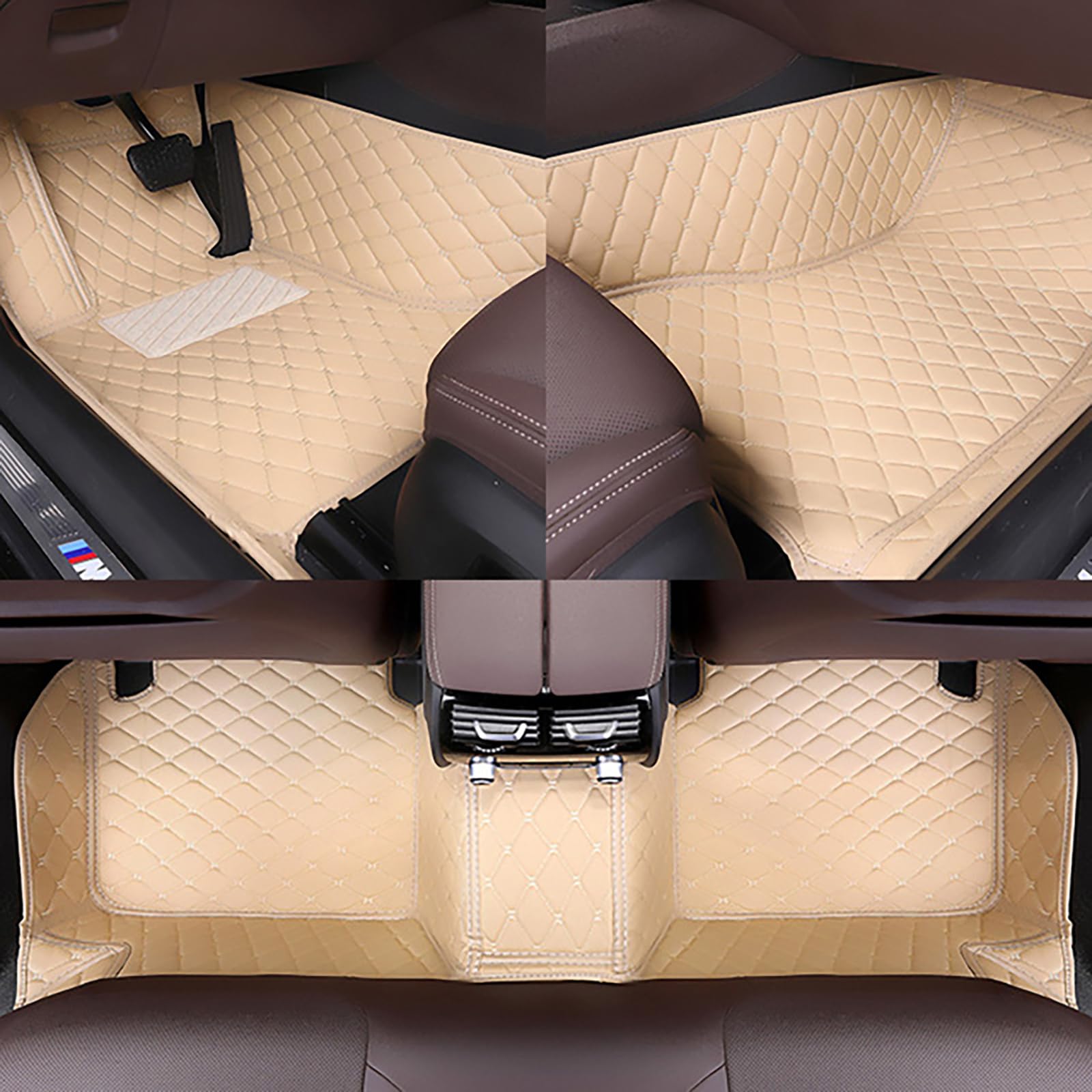 GENTRE Nach Maß Auto Fußmatten für BMW X3 2011-2017 F25,All Weather Luxus PU Leder Teppich Wasserdicht Anti-Rutsch Automatten Volle Abdeckung Schutz,F/Beige von GENTRE