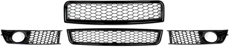 Auto-Nebelscheinwerfergitter Auto Front Nierengrill A4 B6 2002-2005 Schwarz Front Oberer Unterer Grill Nebelscheinwerfer Kühlergrill Waben von GERLJ