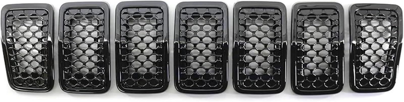 Auto-Nebelscheinwerfergitter Auto Vorderen Stoßfänger Nieren Mesh Grille Glänzend Schwarz/für Chrom 7Pcs für cherokee(Glossy Black) von GERLJ