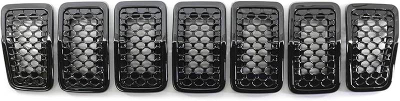 Auto-Nebelscheinwerfergitter Auto Vorderen Stoßfänger Nieren Mesh Grille Glänzend Schwarz/für Chrom 7Pcs für cherokee(Glossy Black) von GERLJ