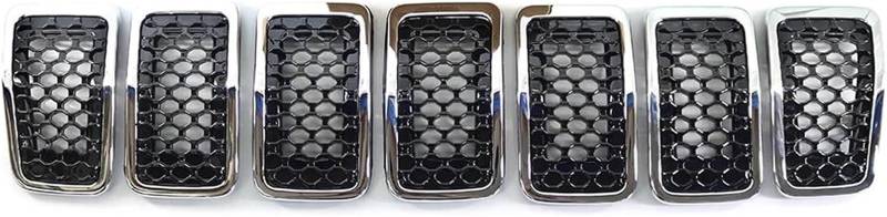 GERLJ Auto-Nebelscheinwerfergitter Auto Vorderen Stoßfänger Nierengitter Glänzend für Chrom 7-teilig für Cherokee 2019-2022(Chrome Black) von GERLJ
