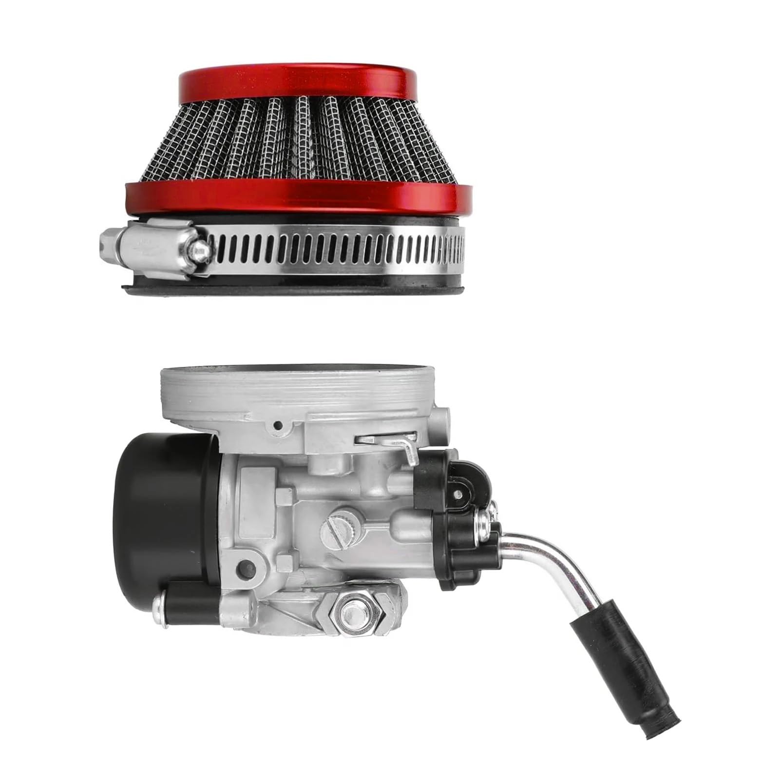 GERLJ Motorradvergaser Rennvergaser 2-Takt 49 cc 50 cc 66 cc 80 cc 100 cc für mit Luftfilter für 2-Takt-Motoren, Gasmotoren, motorisierte Motorräder(Rot) von GERLJ
