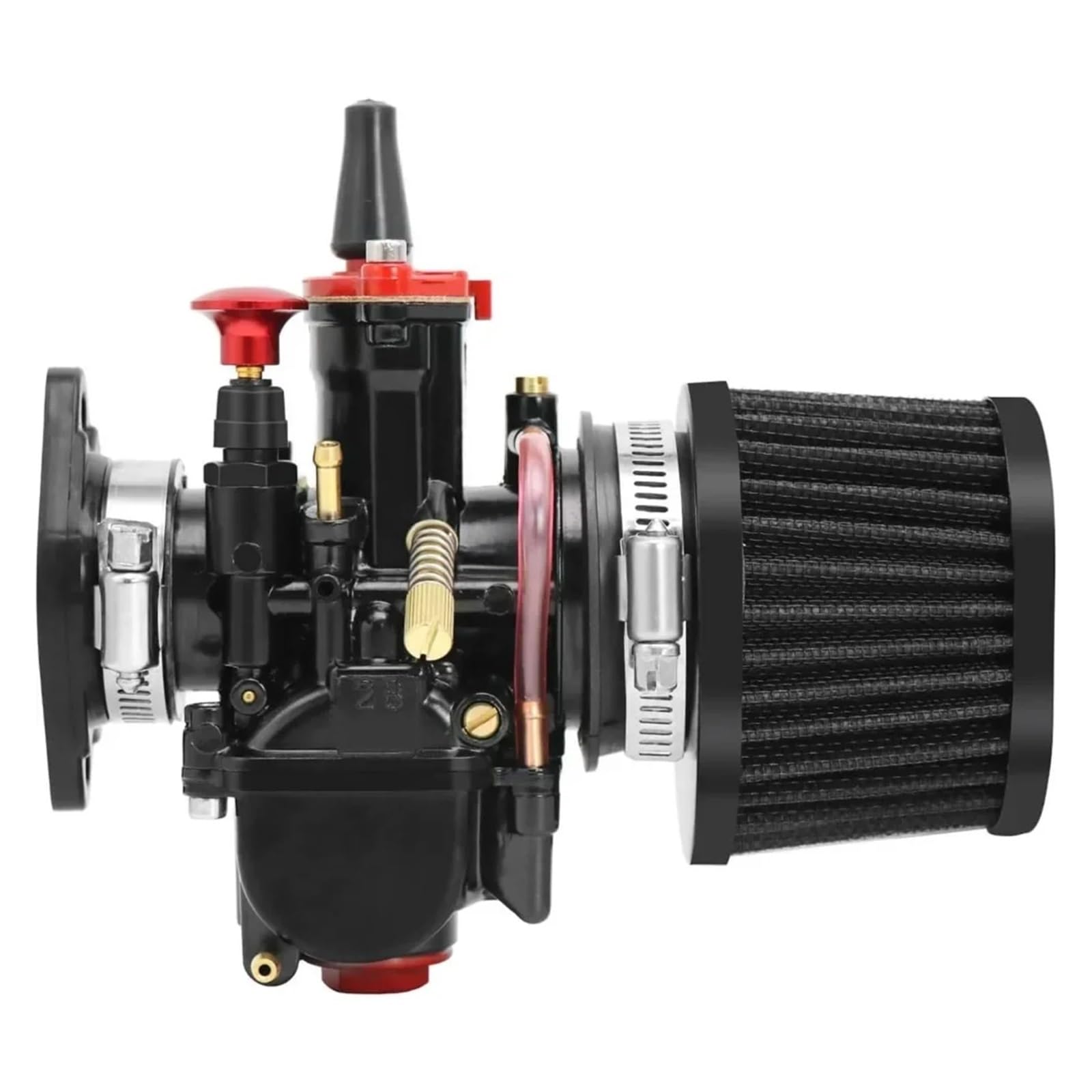 Motorradvergaser Vergaser für PWK-Vergaser für mit Luftfilter für Ansaugkrümmeradapter, sichtbare Schwimmerschale, 90°-Führungswinkelrohr für Predator 212 GX160 GX200(30mm Black Kit 2) von GERLJ