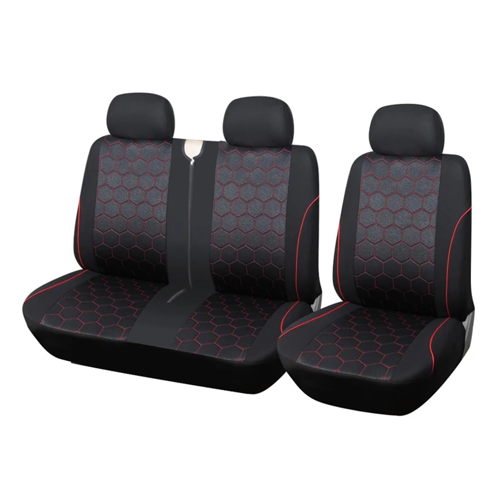 GERRIT 1+2 rote Sitzbezüge, Autositzbezug, kompatibel mit Transporter, kompatibel mit 2008 bis 2016, kompatibel mit 2004 Master 2 (Color : Black RED) von GERRIT
