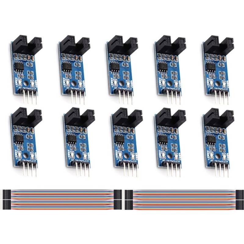 10 pcs Geschwindigkeitsmesssensor LM393 Geschwindigkeitsmessmodul,Slot Typ IR Optokoppler Messkomparator 3.3V-5V mit Kabel, für MCUArduino von GERUI