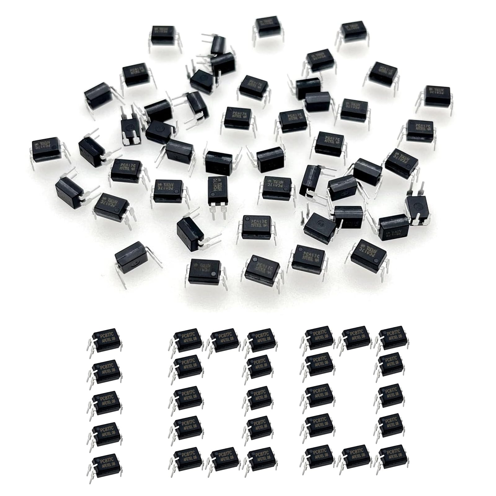 100 Stück Optokoppler PC817, 2,54 mm Abstand 4 Pins für zum Selbermachen DIP-4, PC817C Optokoppler ein Kanal, PC817C Optokoppler DIP-Installation (100) von GERUI