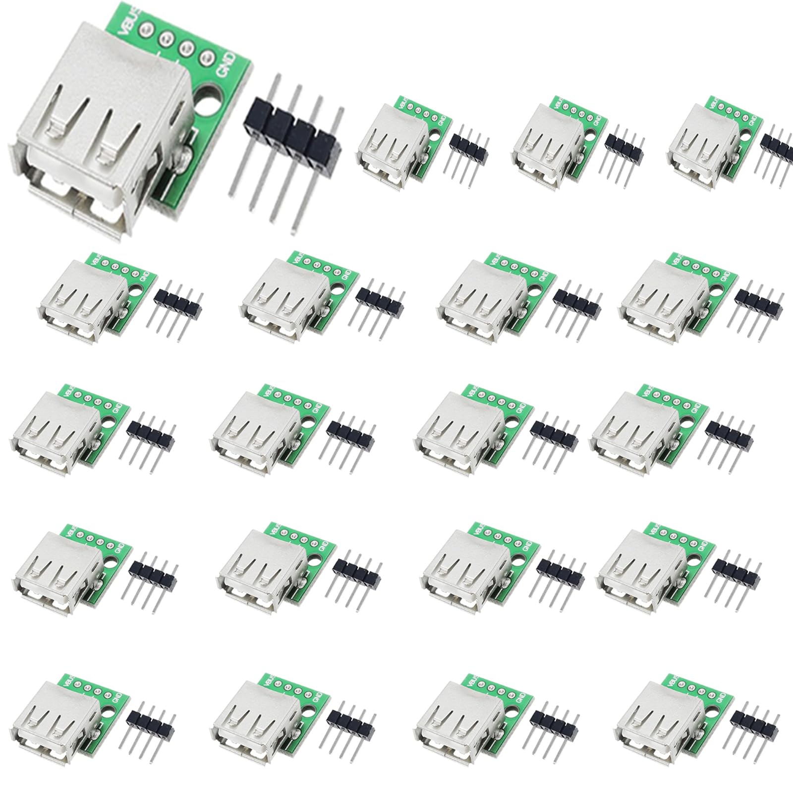 20 Stück USB Type A Buchse auf DIP Adapter 2.54mm USB Type A Breakout Board 4 Pins Pinnwand USB Einbaubuchse 20 Stück USB Type A Buchse auf DIP Adapter 2.54mm USB Type A Breakout Board 4 Pins Pinnwand USB Einbaubuchse von GERUI