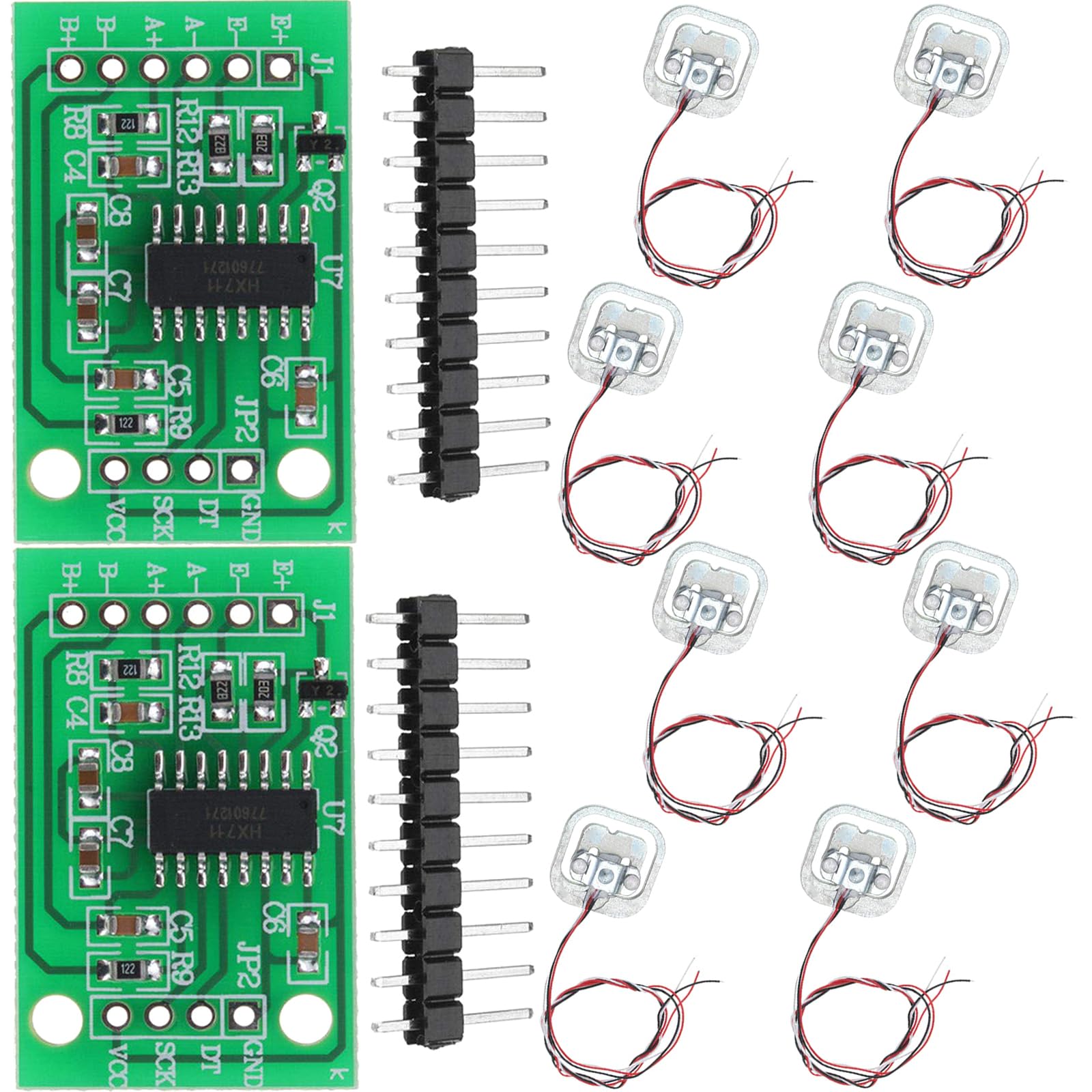8 Stück Halbbrücken Wägezelle 50kg Halbbrücken-Dehnungsmessstreifen Gewichtungssensorse + 2 Stück HX711 Modul für Arduino Mikrocontroller DIY von GERUI