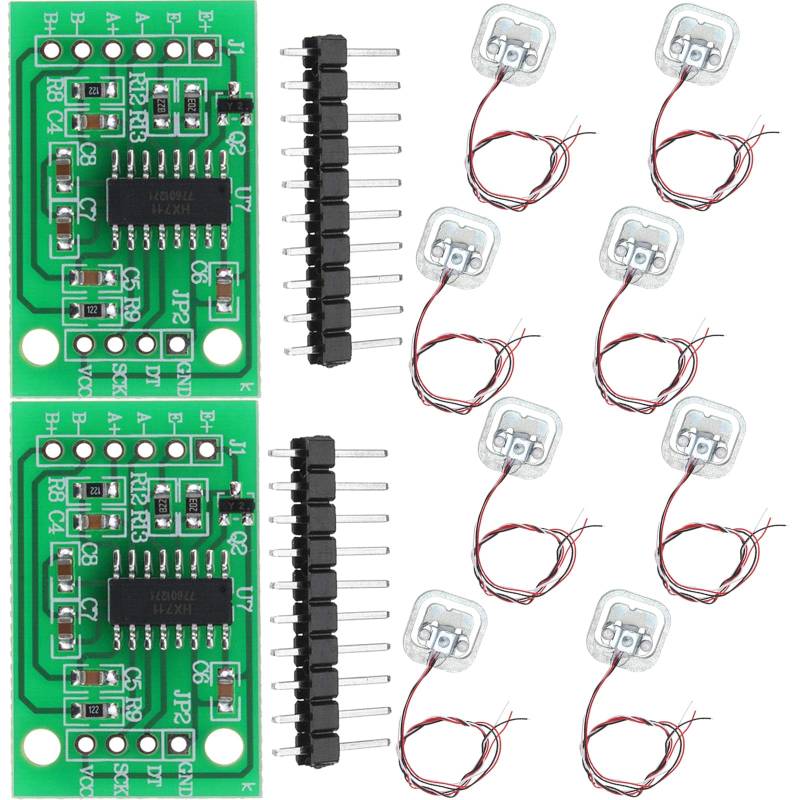8 Stück Halbbrücken Wägezelle 50kg Halbbrücken-Dehnungsmessstreifen Gewichtungssensorse + 2 Stück HX711 Modul für Arduino Mikrocontroller DIY von GERUI