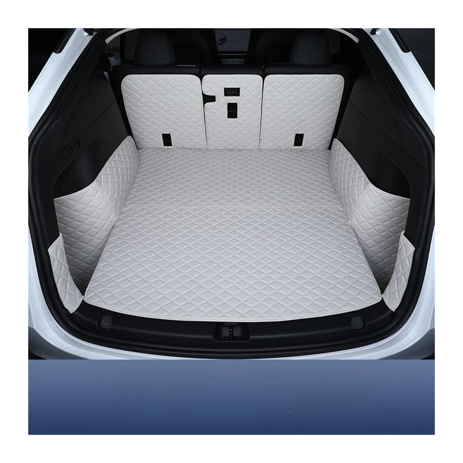 Kofferraummatte Für Tesla Für Modell Y Für Juniper 2022-2025 Auto-Kofferraummatte Hinterer Kofferraum Liner Cargo Leder Boden Teppich Tablett Schutz Zubehör Kofferraum Schutzmatte(Full Set Grey) von GFDJDF