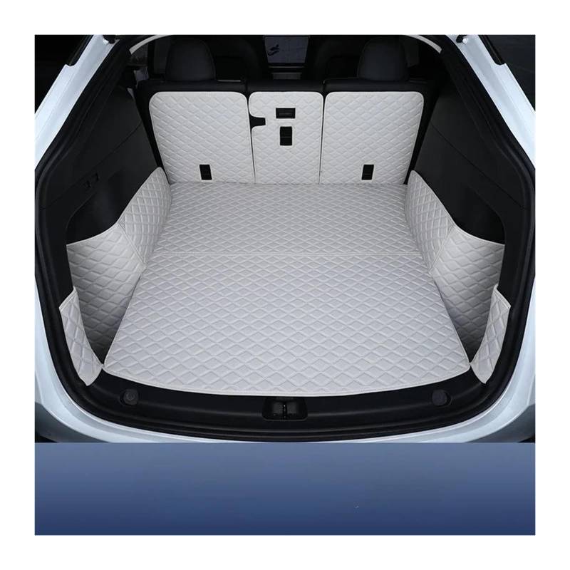 Kofferraummatte Für Tesla Für Modell Y Für Juniper 2022-2025 Auto-Kofferraummatte Hinterer Kofferraum Liner Cargo Leder Boden Teppich Tablett Schutz Zubehör Kofferraum Schutzmatte(Full Set Grey) von GFDJDF
