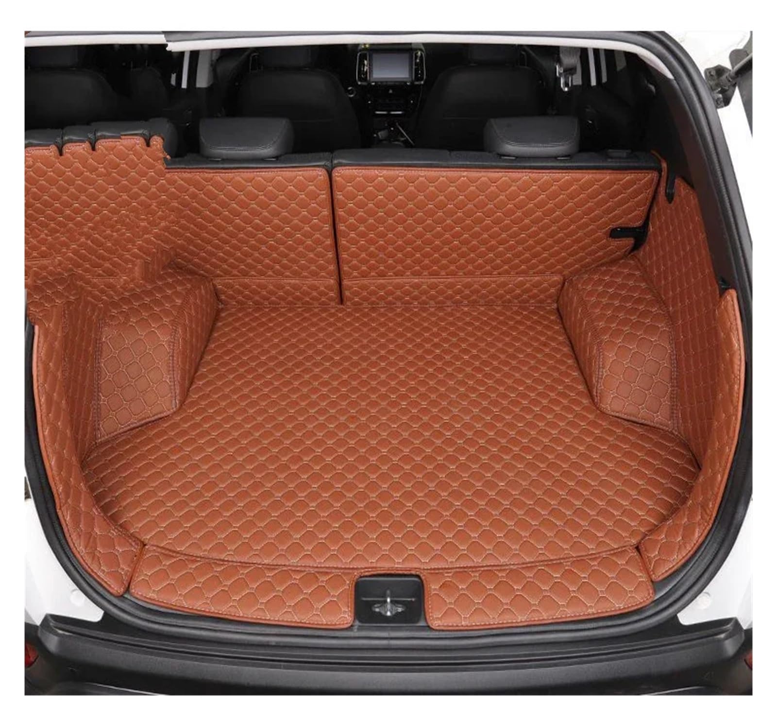 Kofferraummatte Hohe Seite Custom Car Kofferraummatte Für KIA Für Carens Fünf Für Sitz 2013 2014 2015 2016 Cargo-Liner Teppich Innen Zubehör Abdeckung Kofferraum Schutzmatte(Braun) von GFDJDF